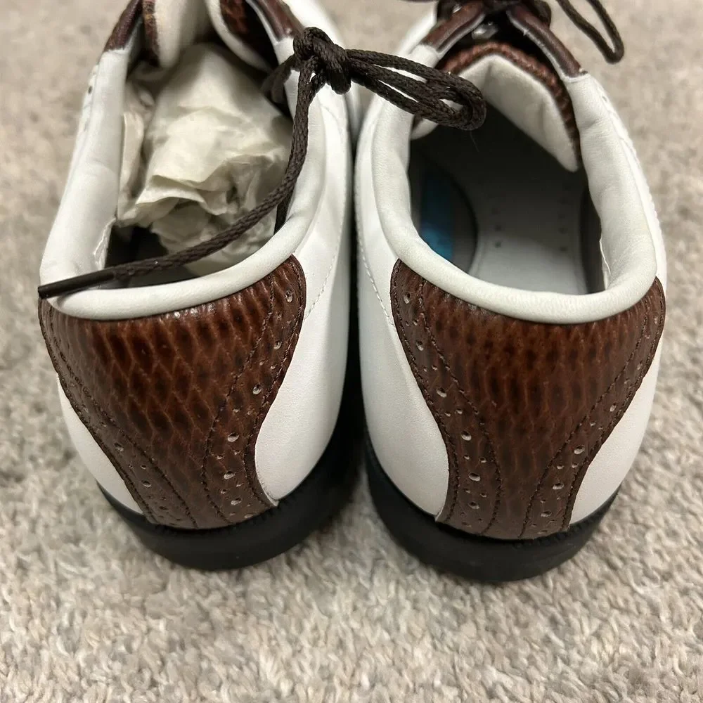 Footjoy Dryjoy Rubber Golf Shoes Womens‎ 5 M White Brown Leather New W Defects